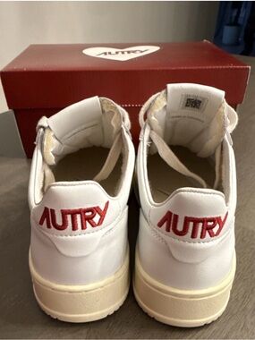 Autry Women's White Sneakers with Red Logo